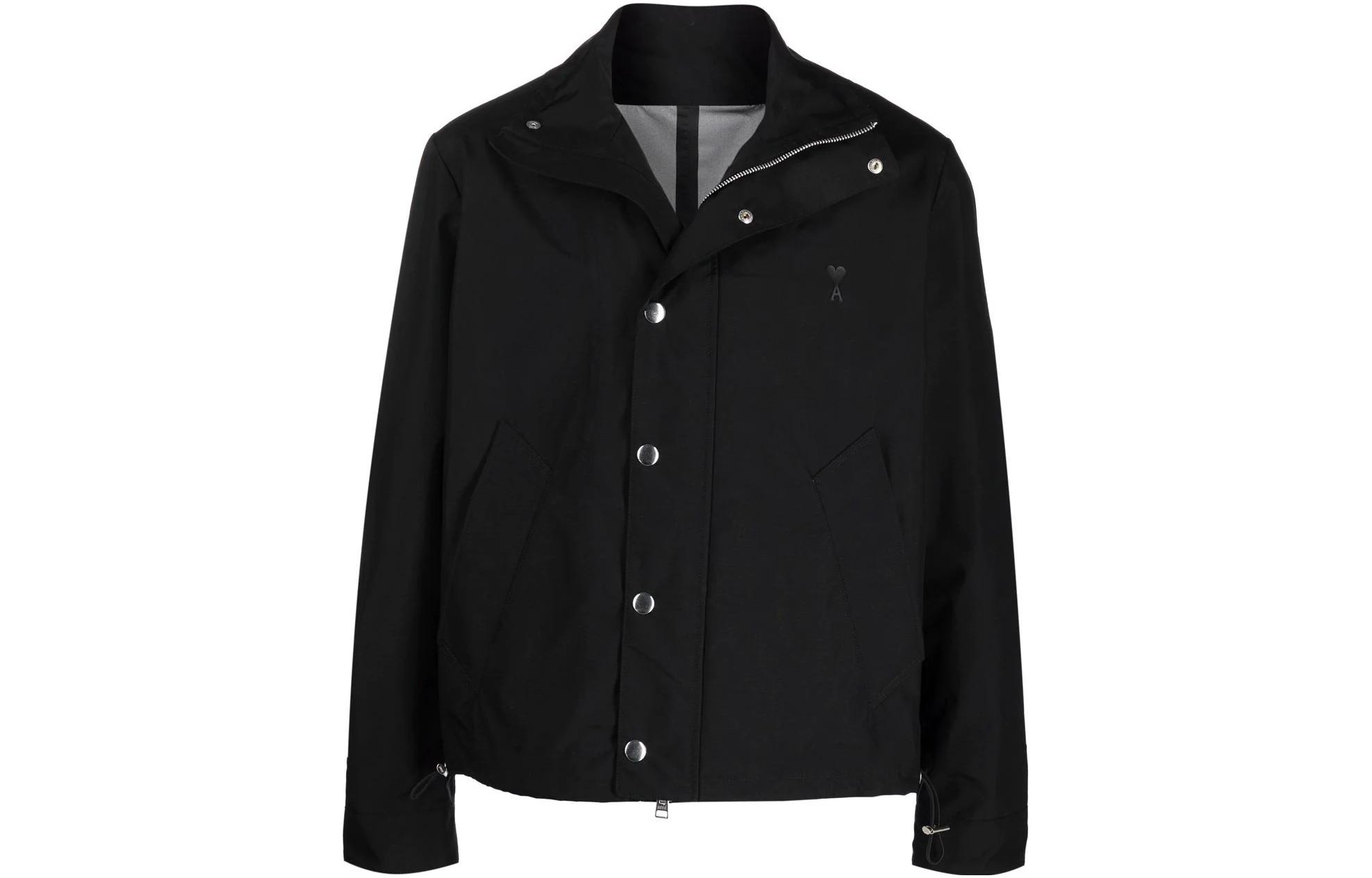 AMI PARIS SS22 Waterproof Short Jacket Unisex Black UJK100262001