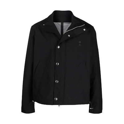 AMI PARIS SS22 Waterproof Short Jacket Unisex Black UJK100262001