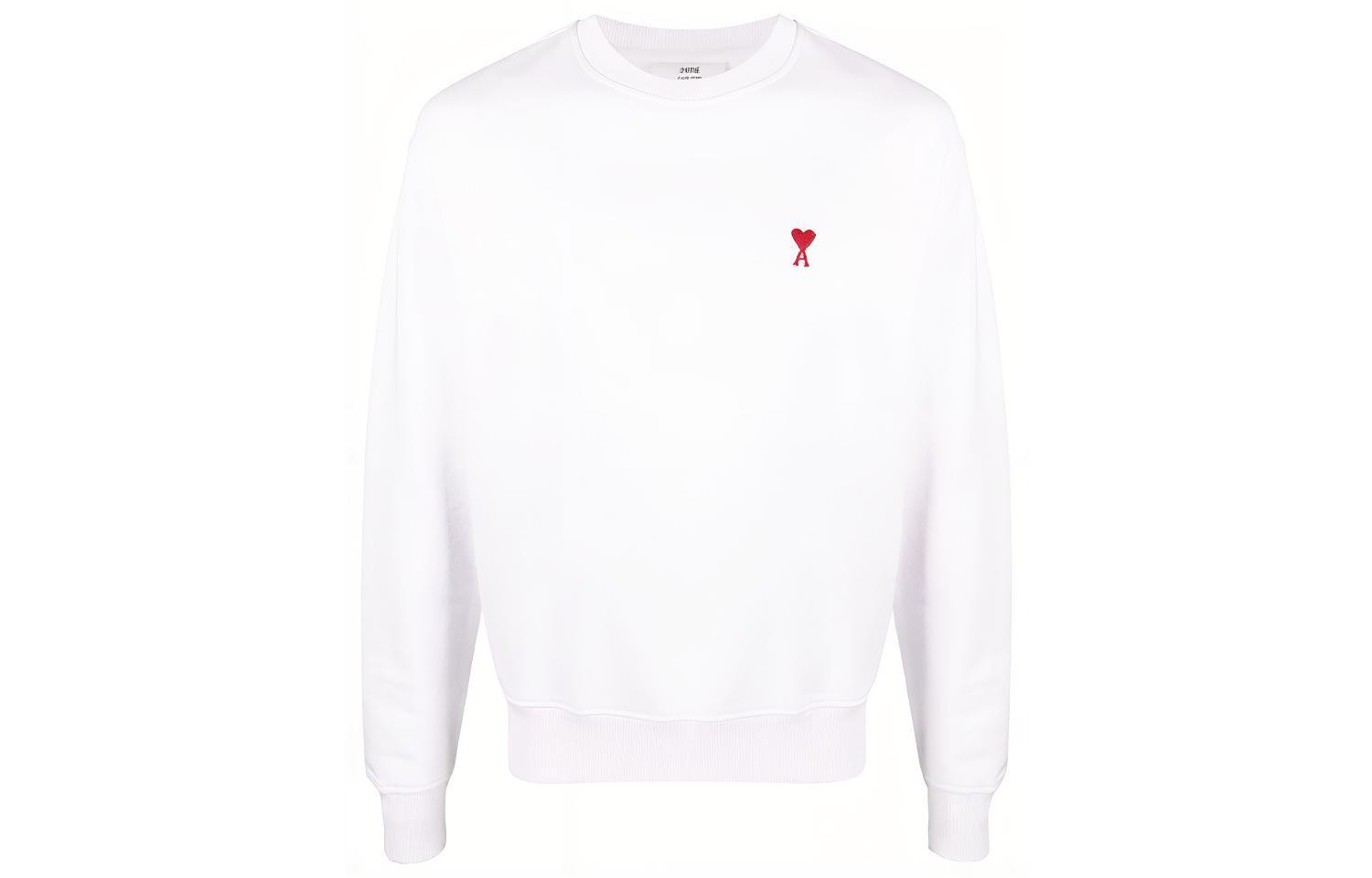AMI Paris SS22 White Logo Embroidered Pullover Sweatshirt Unisex Couple Wear E22USW001730-100