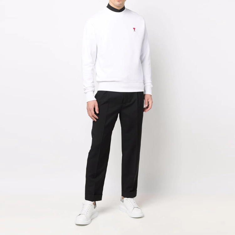 AMI Paris SS22 White Logo Embroidered Pullover Sweatshirt Unisex Couple Wear E22USW001730-100 圖 3