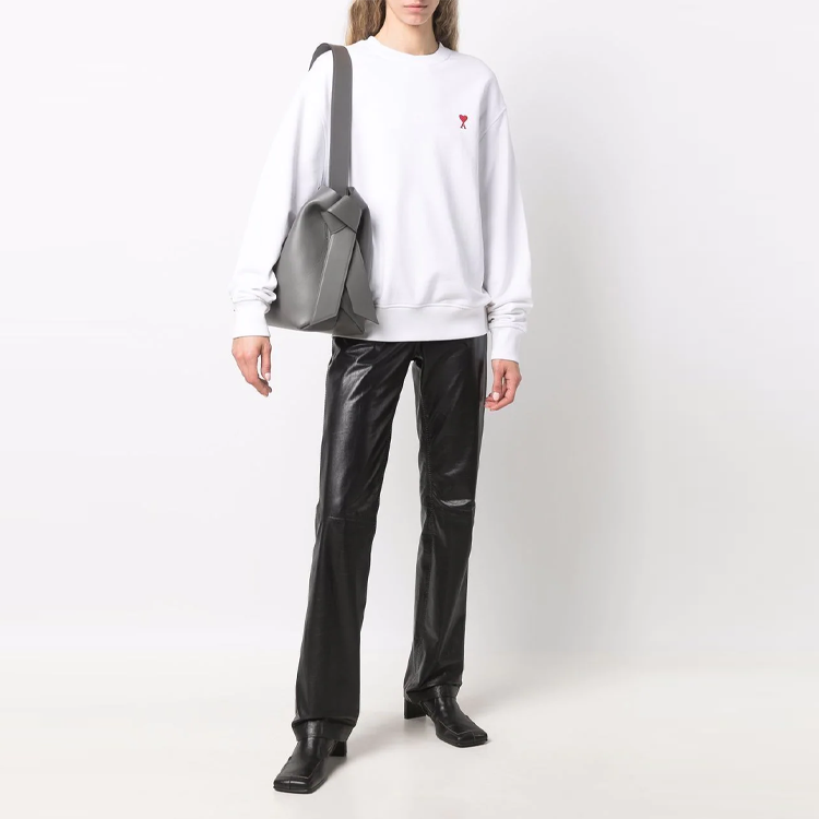 AMI Paris SS22 White Logo Embroidered Pullover Sweatshirt Unisex Couple Wear E22USW001730-100 圖 4