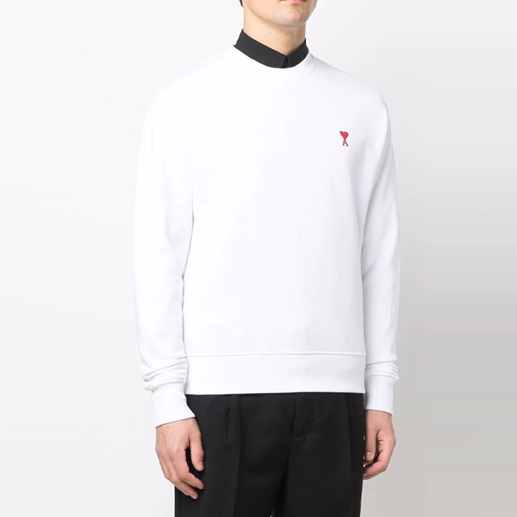 AMI Paris SS22 White Logo Embroidered Pullover Sweatshirt Unisex Couple Wear E22USW001730-100 圖 5
