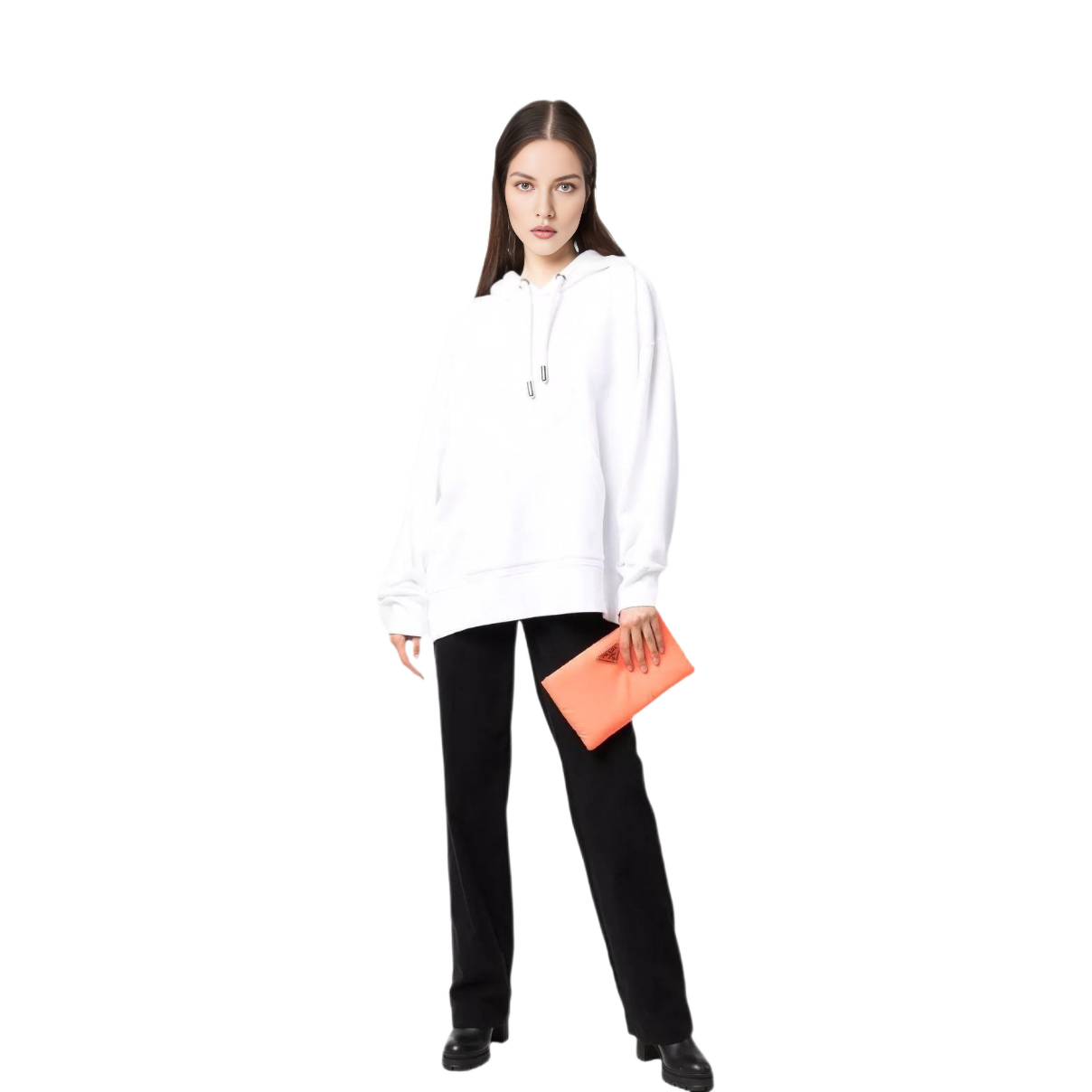 Lookbook AMI PARIS SS22 白色Logo印花連帽衫 情侶款 長袖休閒秋季穿搭 USW203731-100