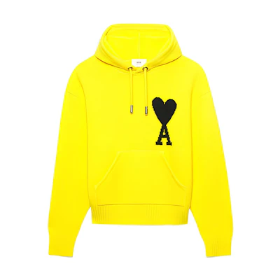 AMI PARIS SS22 Yellow Heart Logo Hoodie Unisex Couple Style UKS802-018707