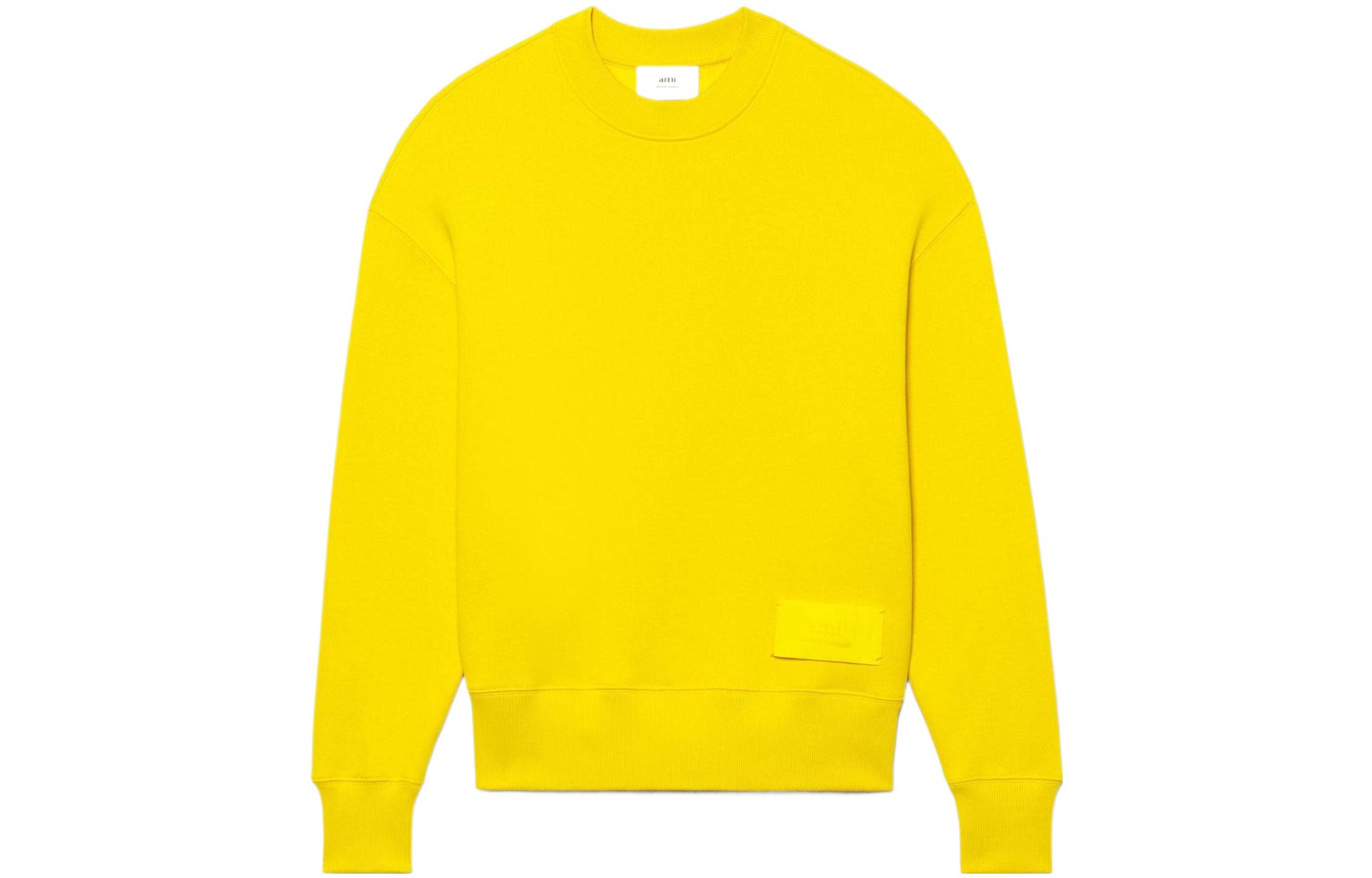 AMI PARIS SS22 Yellow Logo Crewneck Sweatshirt USW006-749700