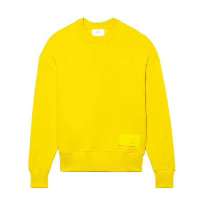 AMI PARIS SS22 Yellow Logo Crewneck Sweatshirt USW006-749700
