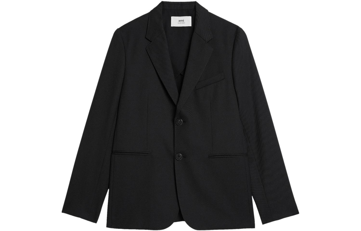 AMI Paris SS23  Black Solid Single-Breasted Long Sleeve Blazer. HBV003PL0012-001 圖 2