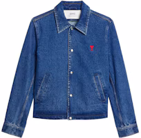 Order AMI Paris SS23 刺繡標誌藍色牛仔外套 尖領襯衫設計 HJK205DE0001-480