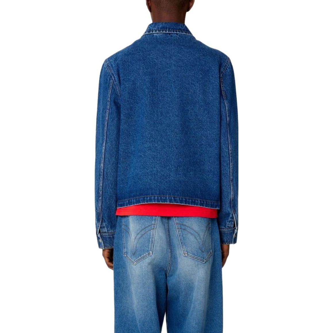 AMI Paris SS23  Blue Denim Jacket with Embroidered Logo and Pointed Collar. HJK205DE0001-480 圖 4