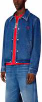 Purchase AMI Paris SS23 刺繡標誌藍色牛仔外套 尖領襯衫設計 HJK205DE0001-480