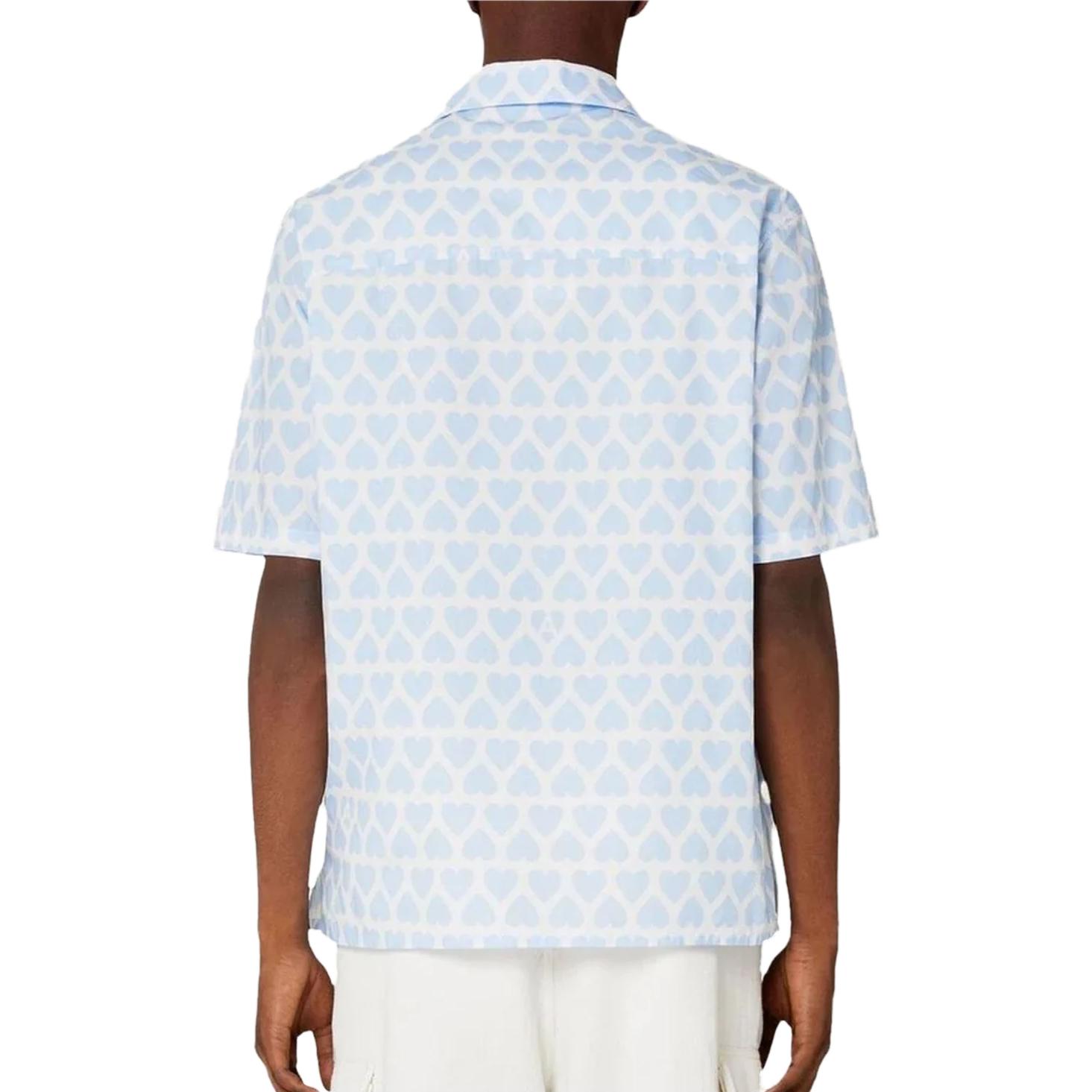 AMI Paris SS23  Blue Heart Print Short Sleeve Shirt. HSH203CO0029-475 圖 3
