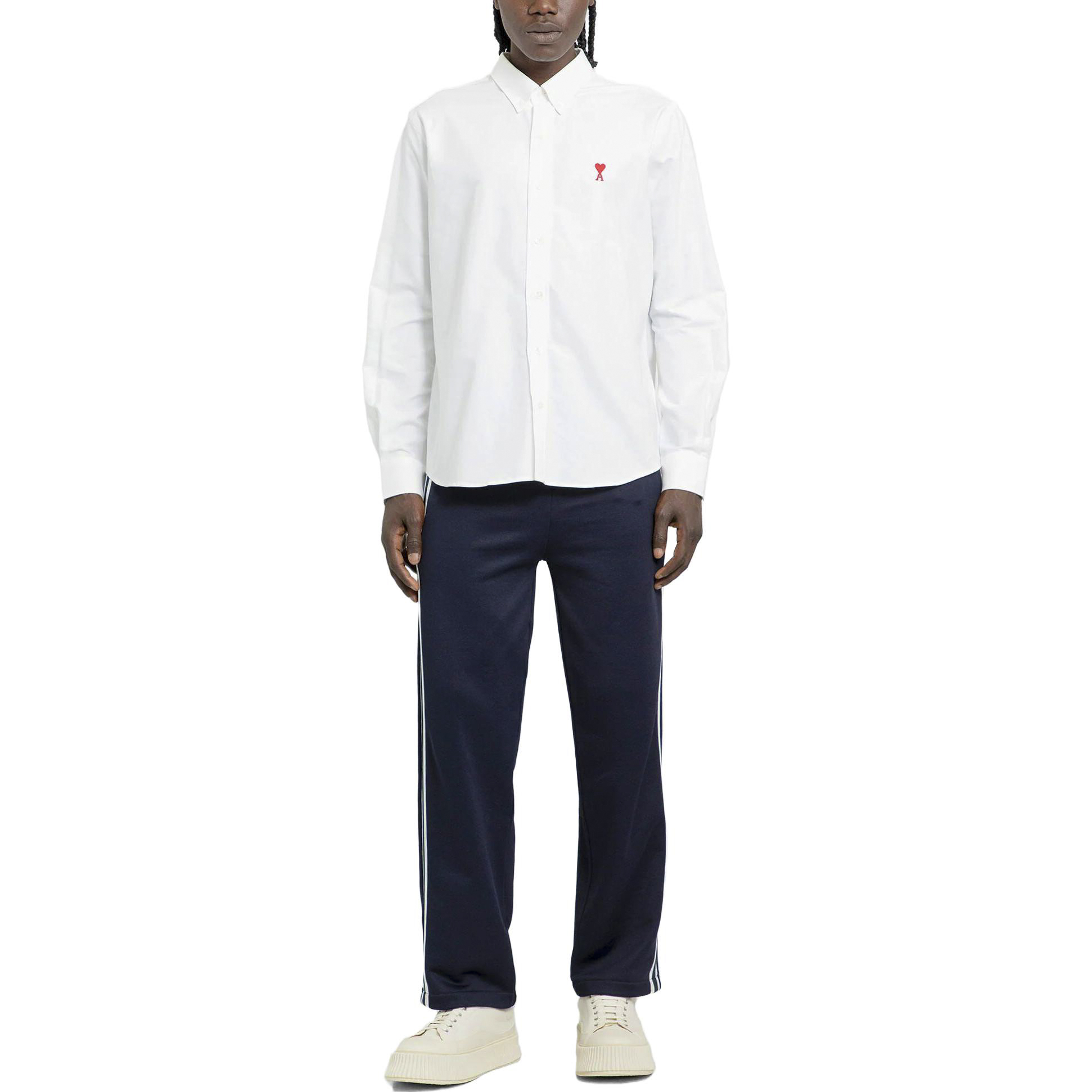 Purchase AMI Paris SS23 Seluar Track Biru Knit Lurus dengan Jalur Sisi. HTR218JE0005-491