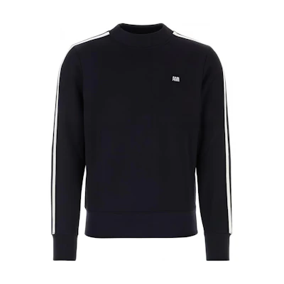 AMI PARIS SS23 Blue Striped Logo Print Crewneck Sweatshirt. HSW018JE0005-491