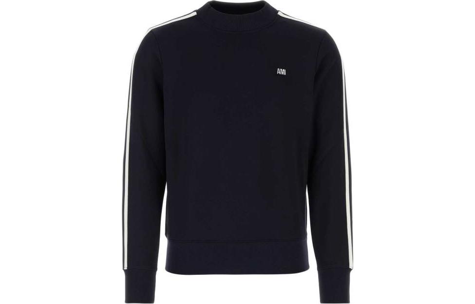 Order AMI PARIS SS23 藍色條紋logo印花圓領休閒長袖上衣. HSW018JE0005-491