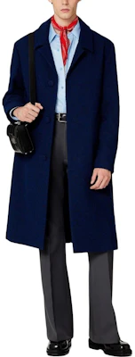 AMI PARIS SS23 Kot Panjang Klasik Biru Tweed Single-Breasted. HCO003WV0001-491 Shop AMI PARIS SS23 Kot Panjang Klasik Biru Tweed Single-Breasted. HCO003WV0001-491