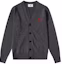 Buy AMI Paris SS23 Smoke Gray Merino Wool Cardigan Sweater with Heart Pattern. HKC111KN0025-055