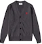 Order AMI Paris SS23 Smoke Gray Merino Wool Cardigan Sweater with Heart Pattern. HKC111KN0025-055
