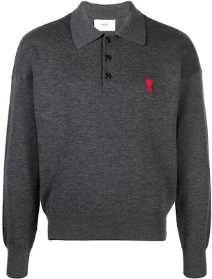 아미 파리 SS23 솔리드 버튼 스퀘어넥 니트 스웨터 다크 그레이. HPL301.001-0551 Order 아미 파리 SS23 솔리드 버튼 스퀘어넥 니트 스웨터 다크 그레이. HPL301.001-0551