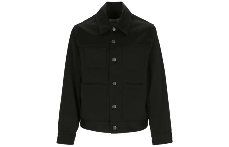 AMI PARIS SS23 Black Single-Breasted Solid Long-Sleeve Jacket HJK202223-001