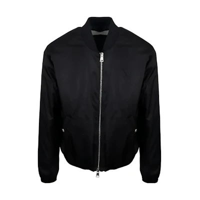 AMI PARIS SS23 Black Solid Color Bomber Jacket HJK023274-001