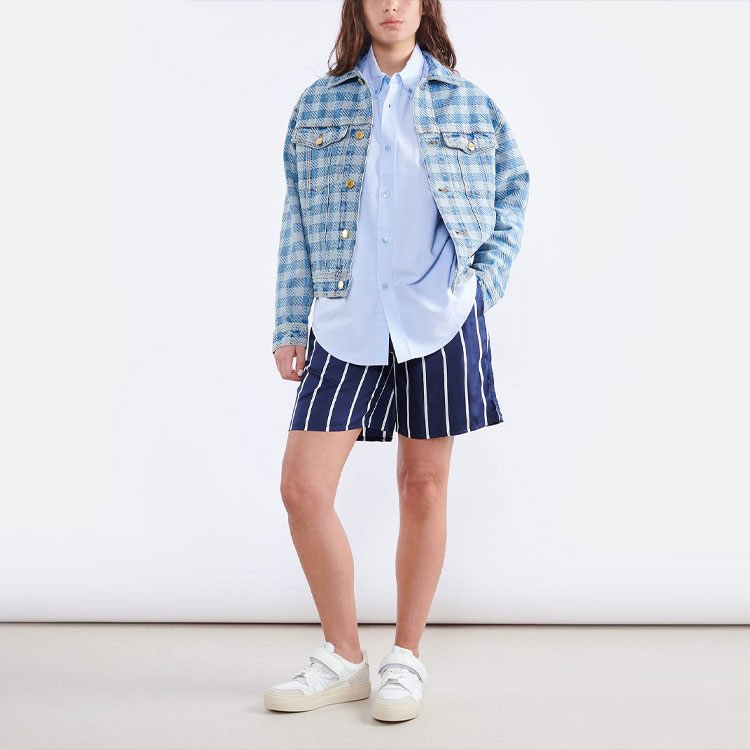 Lookbook AMI PARIS SS23 藍色格紋領長袖外套 男女通用 UJK204DE0010-448