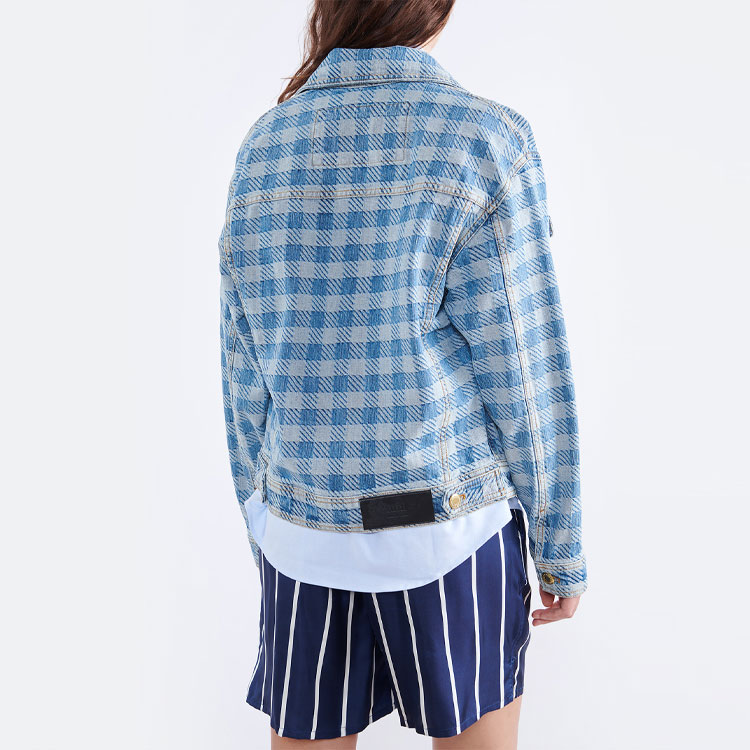 Shop AMI PARIS SS23 藍色格紋領長袖外套 男女通用 UJK204DE0010-448