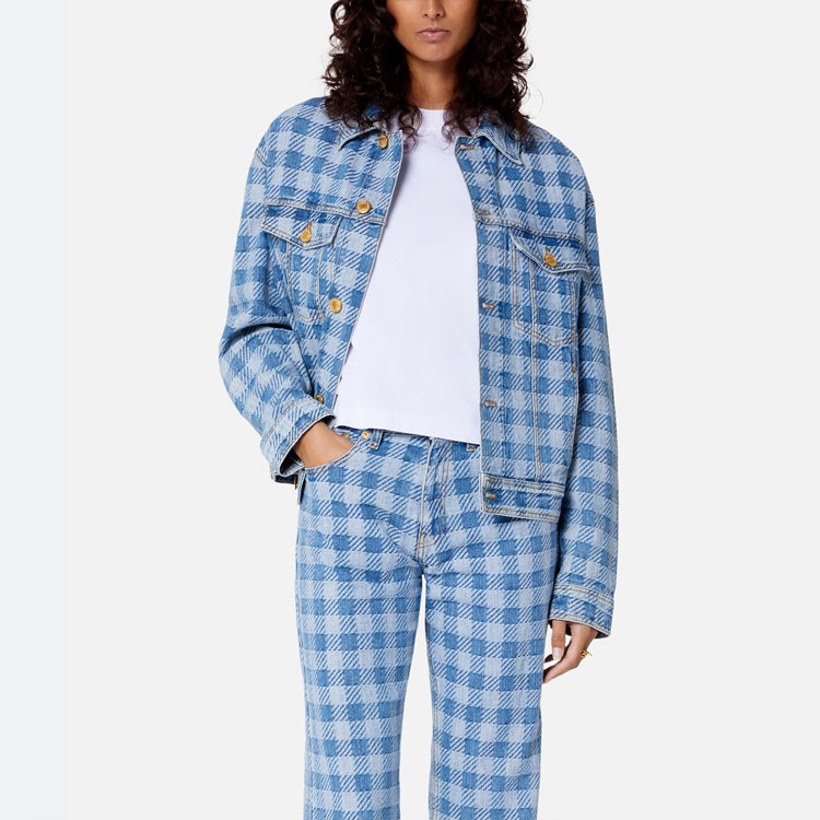 Purchase AMI PARIS SS23 藍色格紋領長袖外套 男女通用 UJK204DE0010-448