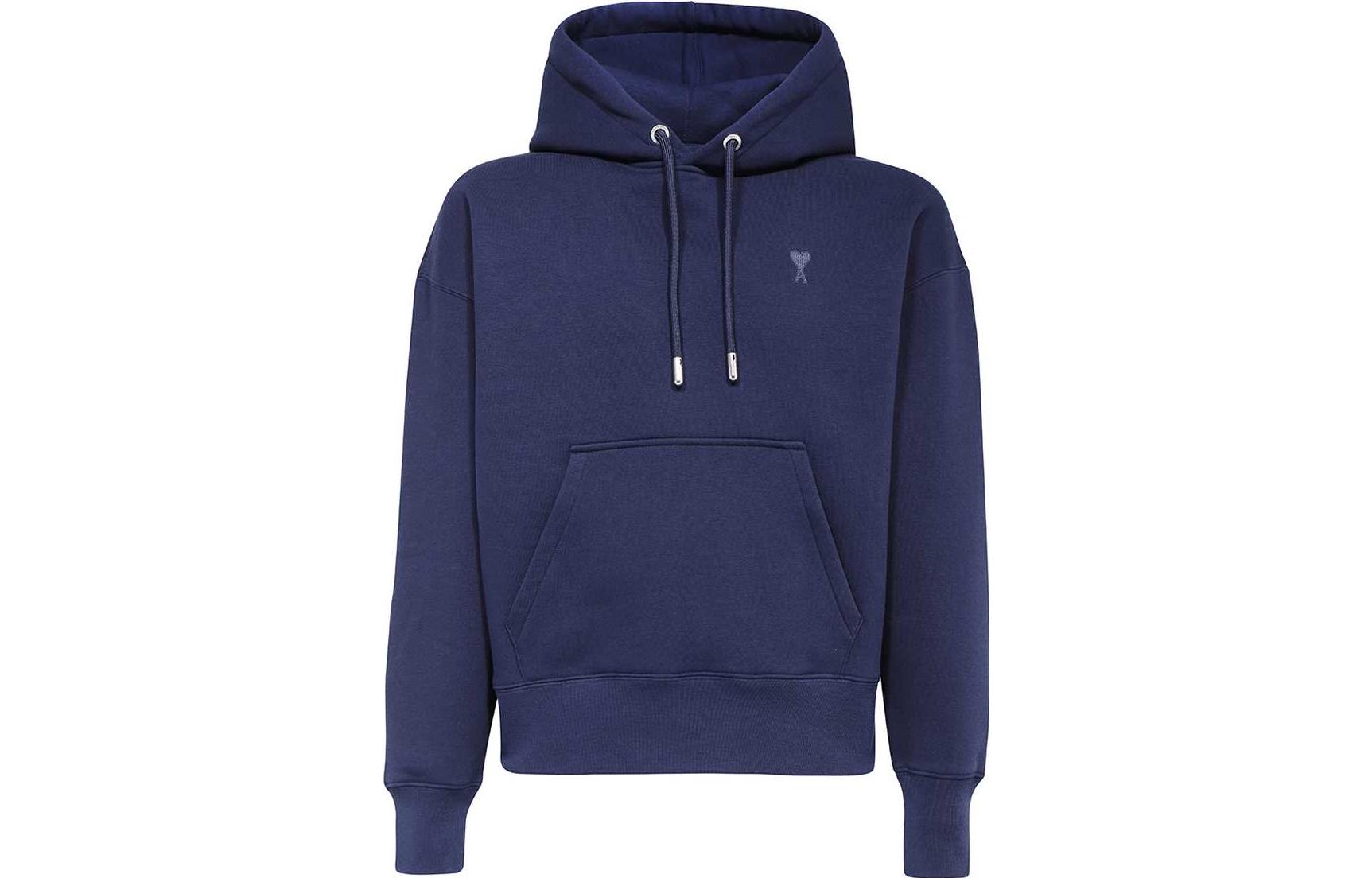 AMI PARIS SS23 Blue Hoodie with Embroidered Design for Men USW212740-491