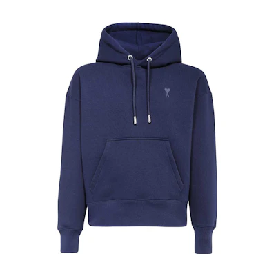 AMI PARIS SS23 Blue Hoodie with Embroidered Design for Men USW212740-491