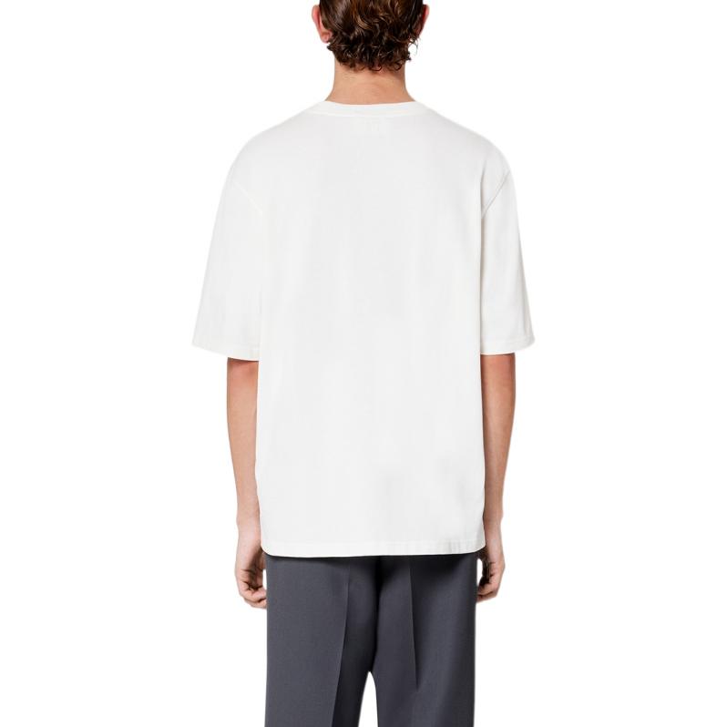 Purchase 아미 파리 SS23 클래식 유니섹스 릴렉스핏 화이트 티 레드 하트 자수. UTS004726-175