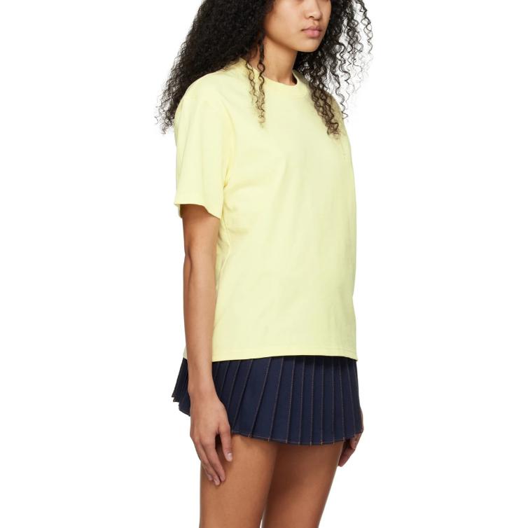 Shop AMI Paris SS23 T-Shirt Unisex Krim Kuning Logo Sulam Oversized. SPUTS004726703