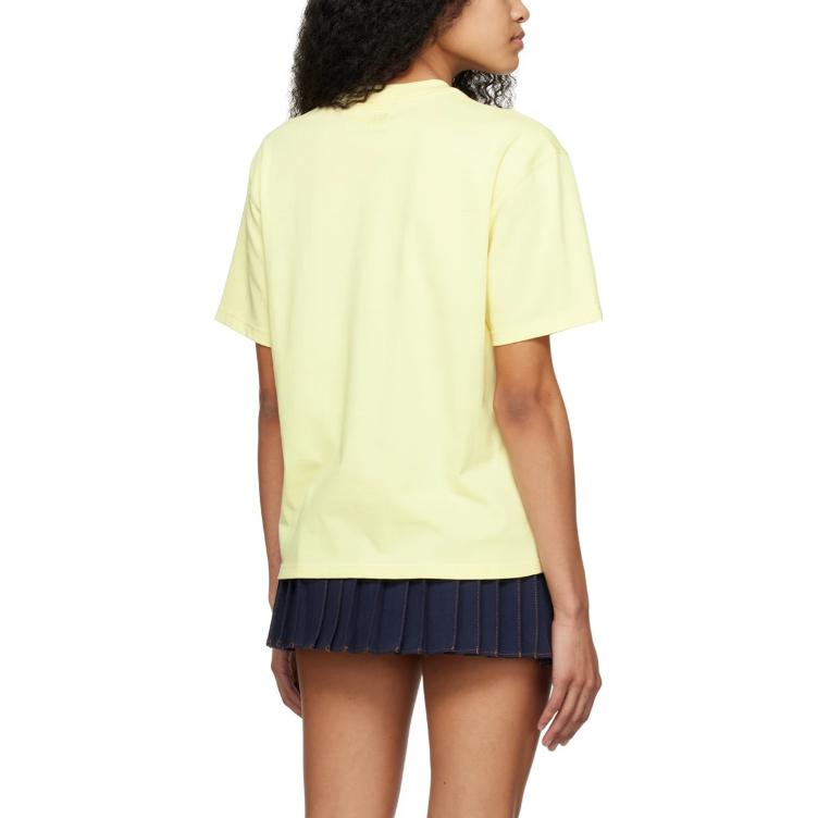 Purchase AMI Paris SS23 T-Shirt Unisex Krim Kuning Logo Sulam Oversized. SPUTS004726703