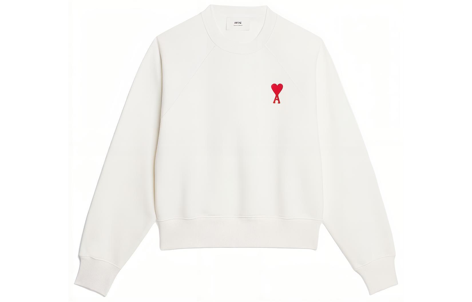 AMI PARIS SS23 Embroidered Heart Crewneck Sweatshirt Unisex - White USW0047479-175