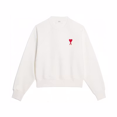 AMI PARIS SS23 Embroidered Heart Crewneck Sweatshirt Unisex - White USW0047479-175