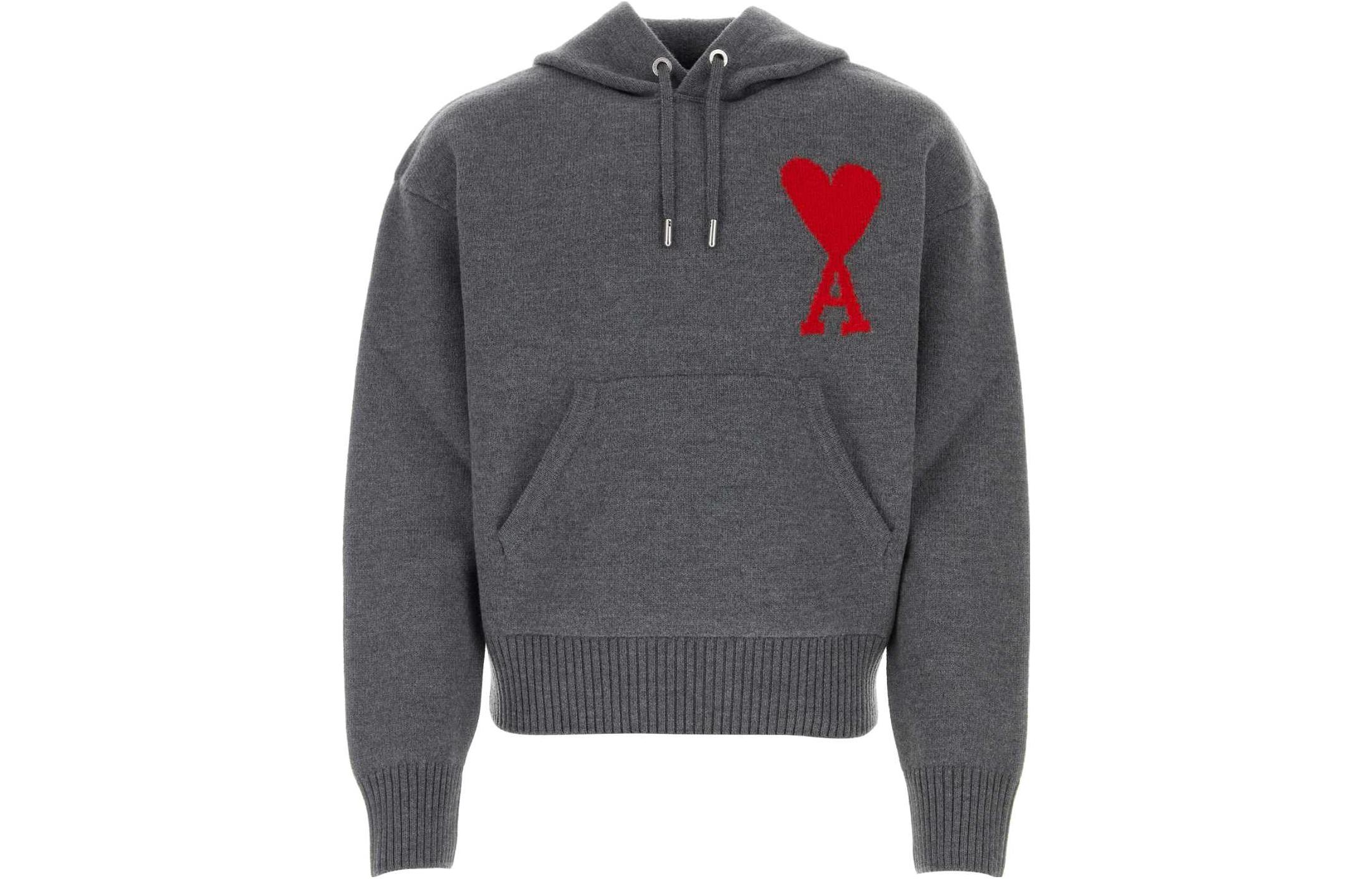 AMI PARIS SS23 Gray Logo Heart Knit Pullover Sweatshirt Unisex. UKS802KN0018-084 圖 2