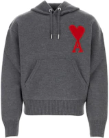 Order AMI PARIS SS23 Gray Logo Heart Knit Pullover Sweatshirt Unisex. UKS802KN0018-084