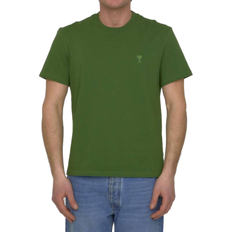 Lookbook AMI PARIS SS23 绿心刺绣短袖圆领T恤 男款 UTS022726-311