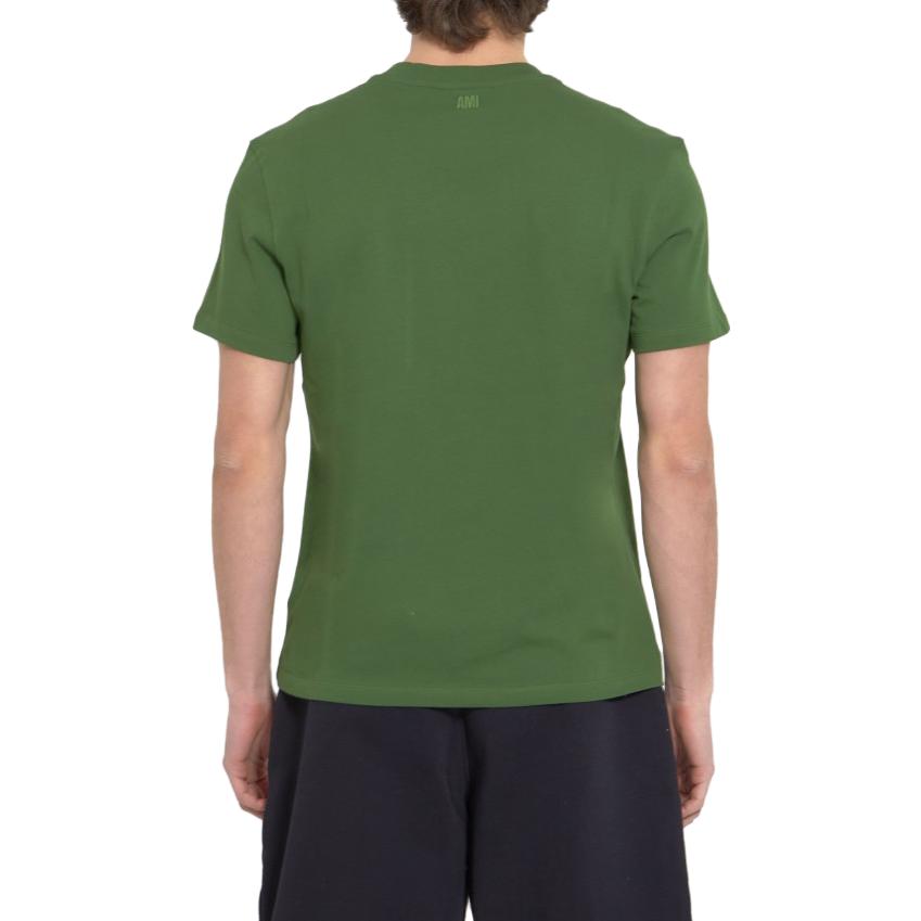 Shop AMI PARIS SS23 绿心刺绣短袖圆领T恤 男款 UTS022726-311