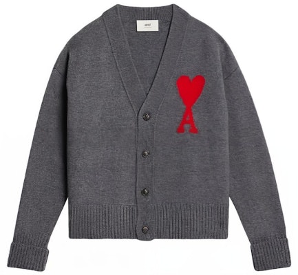 AMI PARIS SS23 灰色心形Logo針織開襟毛衣 男女款 UKC002018-084 Buy AMI PARIS SS23 灰色心形Logo針織開襟毛衣 男女款 UKC002018-084
