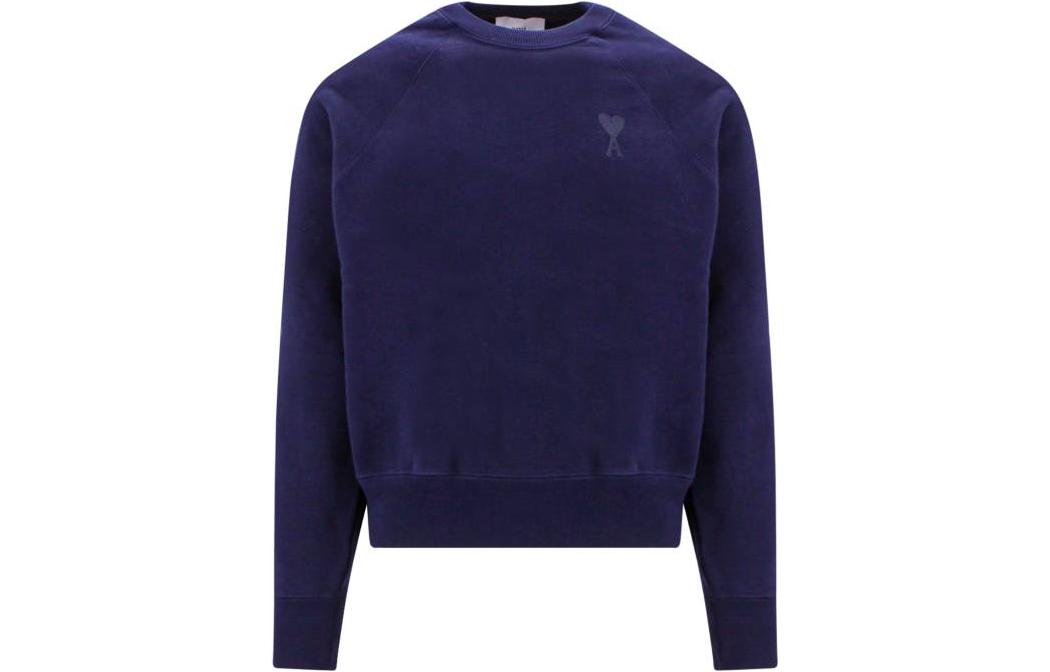 AMI PARIS SS23 Heart Embroidery Crewneck Sweatshirt Sailor Blue Unisex USW004747-496