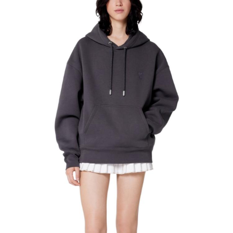 Lookbook Sudadera con Capucha Unisex Corazón AMI PARIS SS23 Blanco Gris. USW212740-081