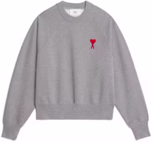 AMI Paris SS23 Heather Grey Heart Embroidered Unisex Vintage Crewneck Sweatshirt USW004747-0501 AMI Paris SS23 Heather Grey Heart Embroidered Unisex Vintage Crewneck Sweatshirt USW004747-0501