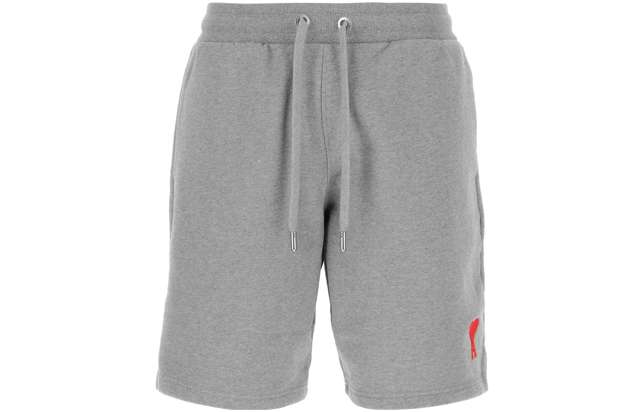 AMI Paris SS23 High-Waisted Tie Shorts with Heart Embroidery Grey Mens. USO604747-0501