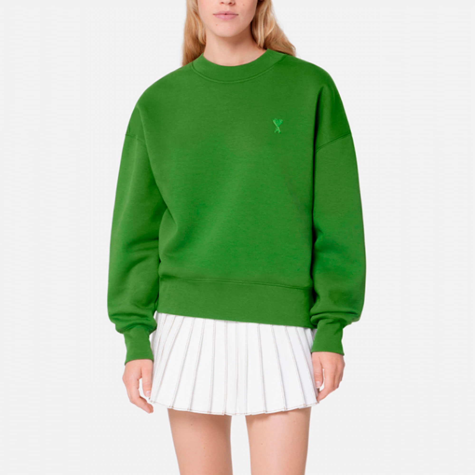 AMI PARIS SS23 Logo Embroidered Crewneck Sweatshirt Evergreen Unisex. USW012740-311 圖 3