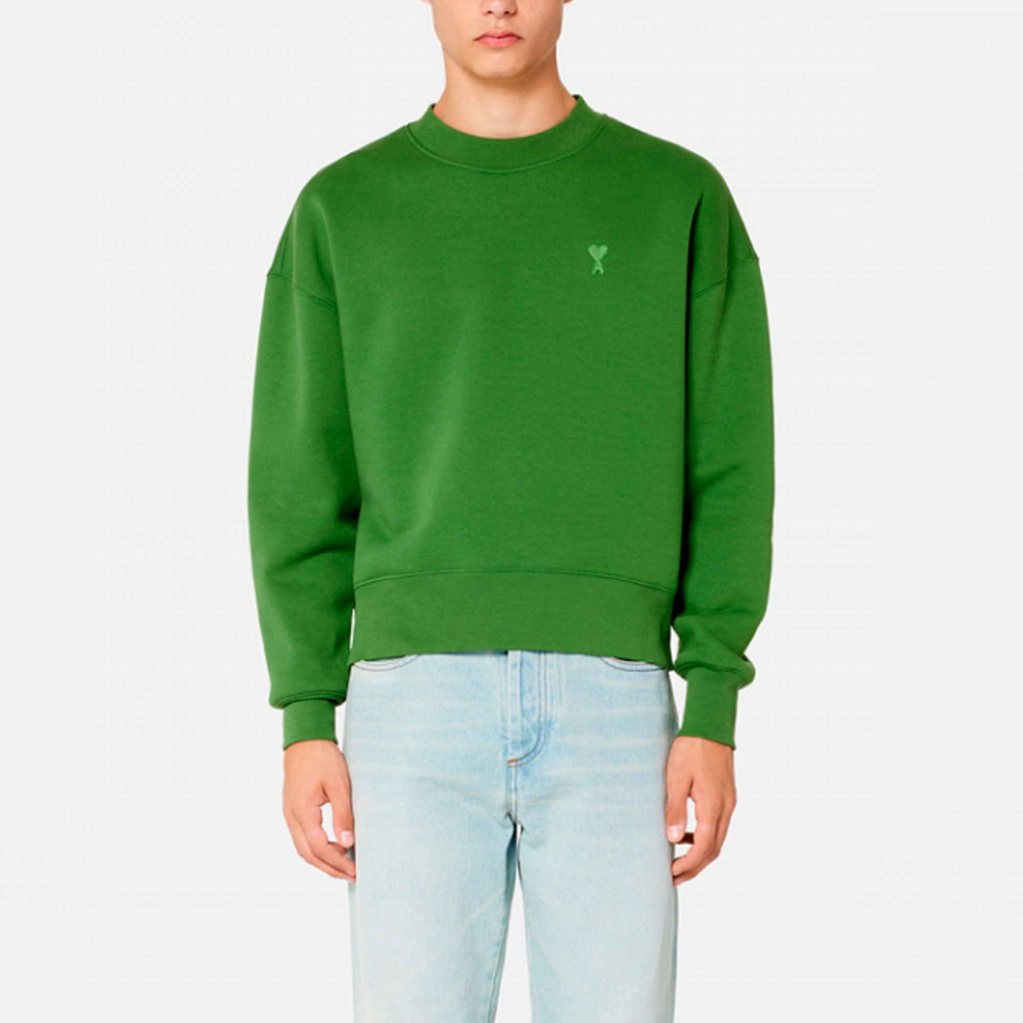 AMI PARIS SS23 Logo Embroidered Crewneck Sweatshirt Evergreen Unisex. USW012740-311 圖 4