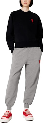 AMI Paris SS23 刺繡標誌灰色針織休閒褲 男女中腰版型 UTR2047470-501 Shop AMI Paris SS23 刺繡標誌灰色針織休閒褲 男女中腰版型 UTR2047470-501