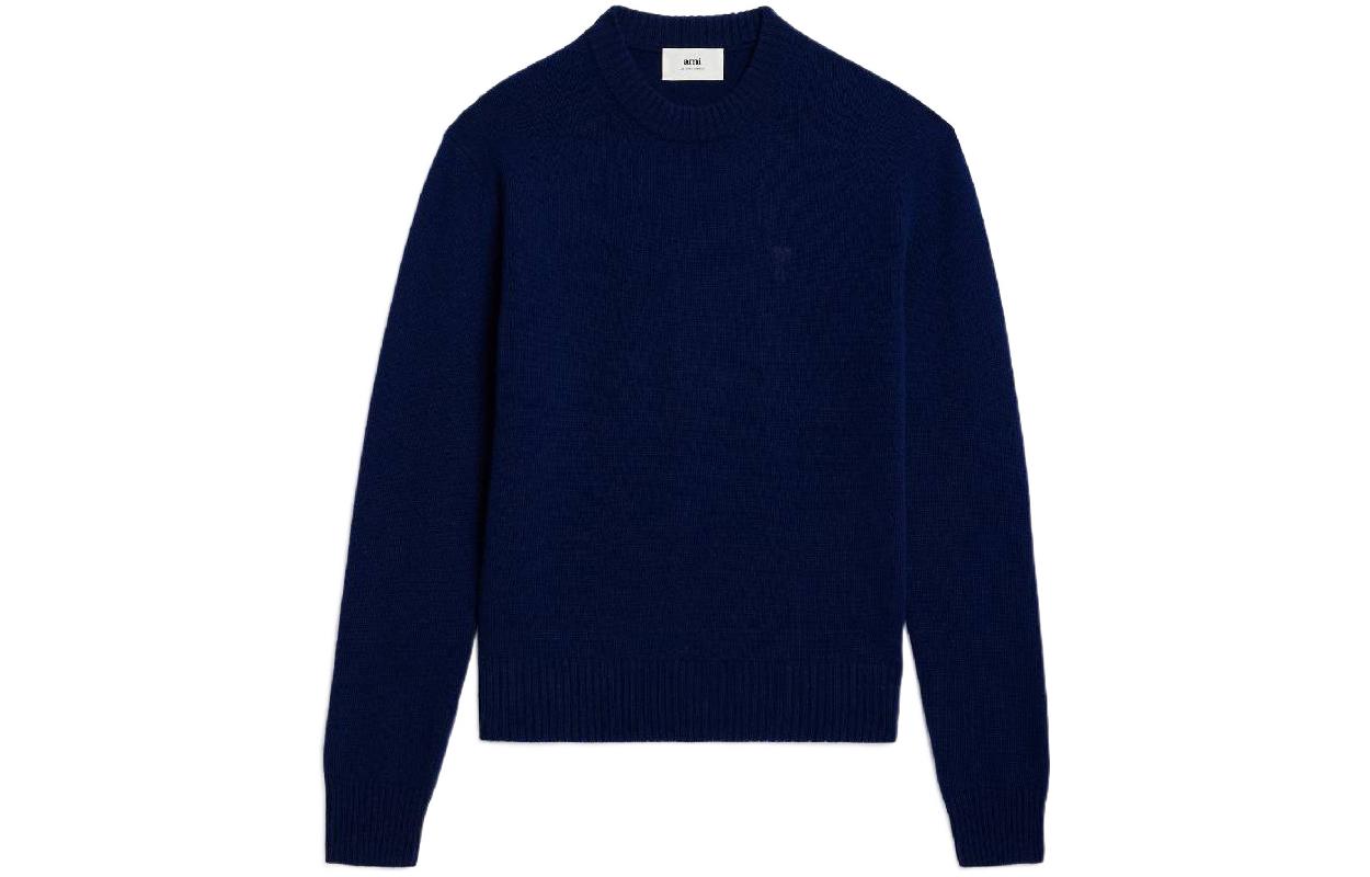 AMI PARIS SS23 Navy Heart Logo Crewneck Sweatshirt Unisex HKS017KN0001-491