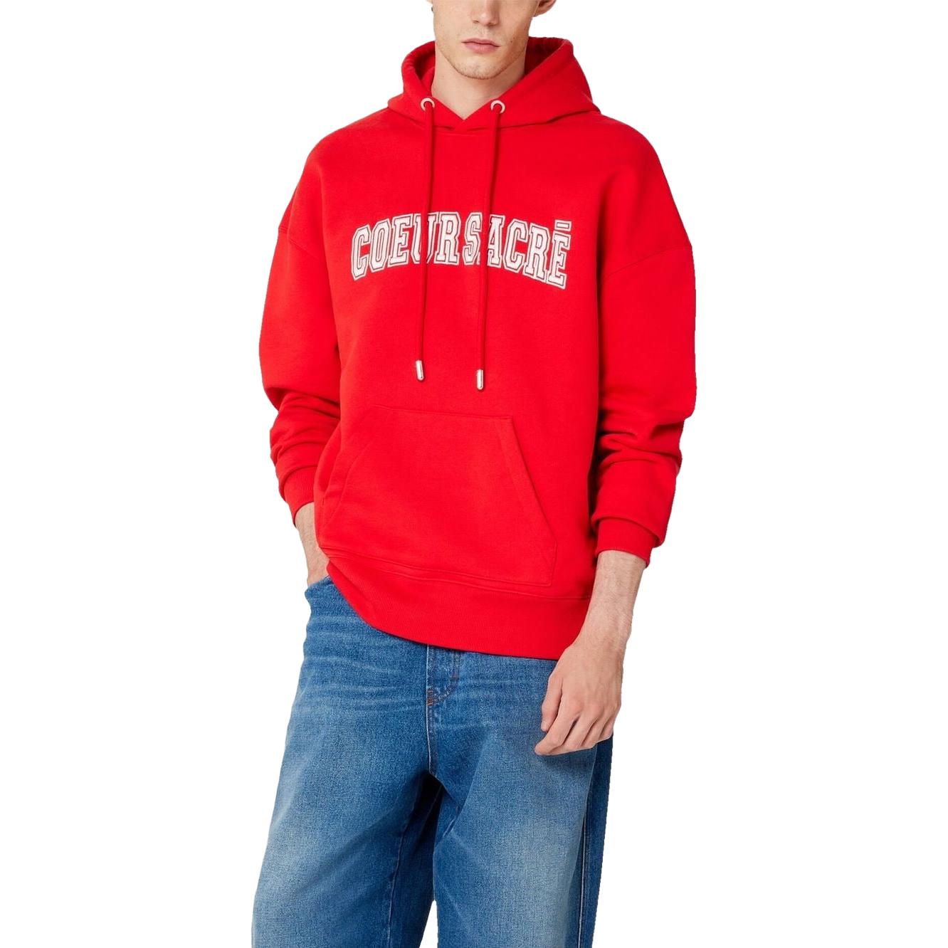 AMI Paris SS23 Red Hoodie with Solid Color and Letter Pattern for Men. USW209747-681 圖 3