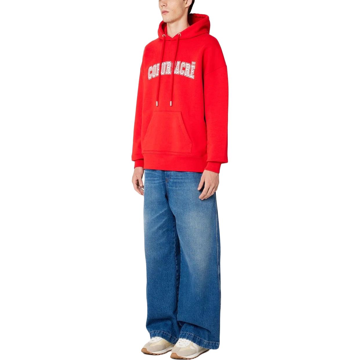 AMI Paris SS23 Red Hoodie with Solid Color and Letter Pattern for Men. USW209747-681 圖 5