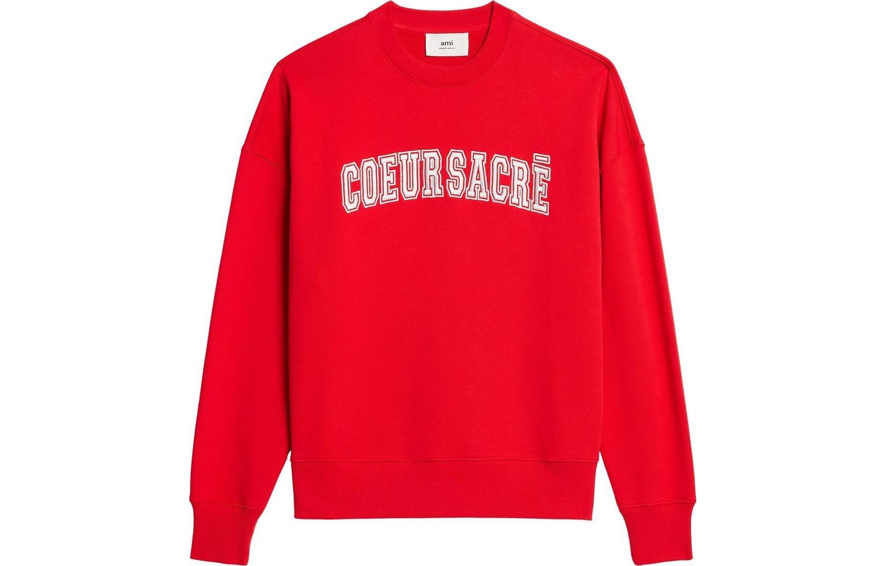 AMI PARIS SS23 Red Letter Logo Crewneck Sweatshirt Unisex Long Sleeve USW009747-681
